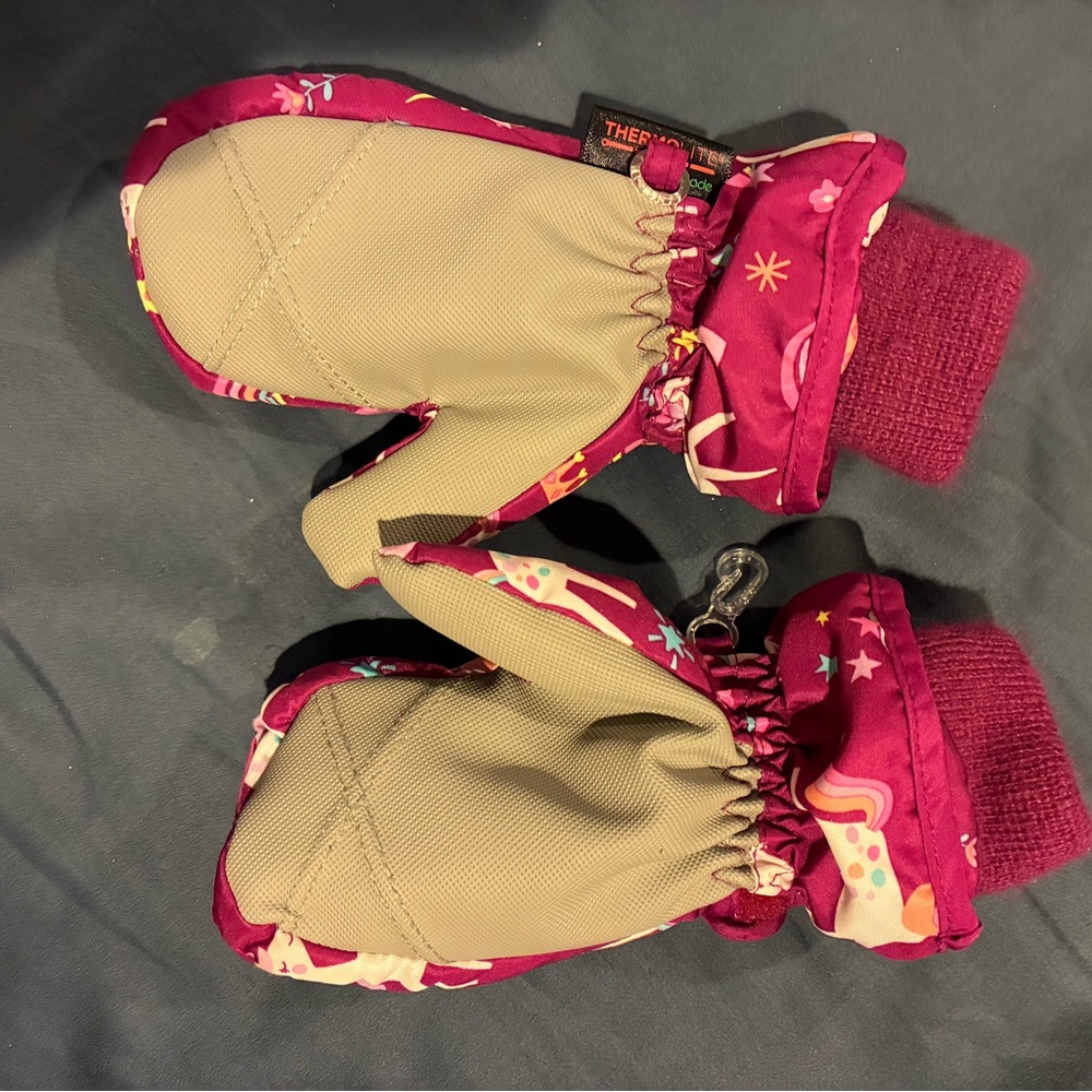 Children’s Place Unicorn and Rainbow Kids Mittens - Purple and Pink - Picture 2 of 3